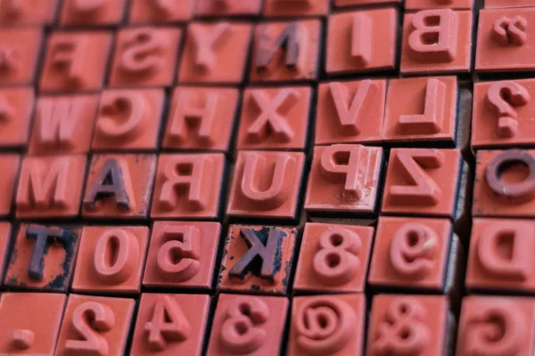 Letter Number Stamps Macro Alphabet Letterpress — Stock Photo, Image