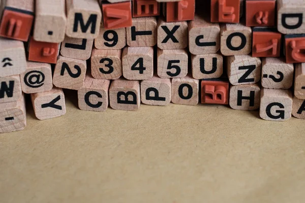 Letras Números Bloques Cubos Madera Tipografía —  Fotos de Stock