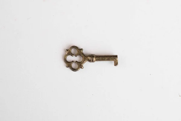 Small Retro Key Isolated White Background — Stock Photo, Image