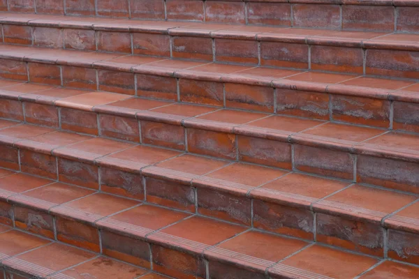 Trap Terracotta Tegels Terracotta Betegelde Trap Close — Stockfoto