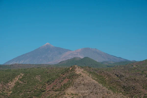 Summer Landscape Clear Blue Sky Mountain Pico Del Teide Background — Stock Photo, Image