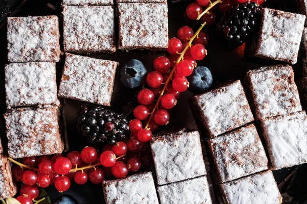 Cake Pieces Fruits Decorated Dessert Buffet — Stock Photo, Image