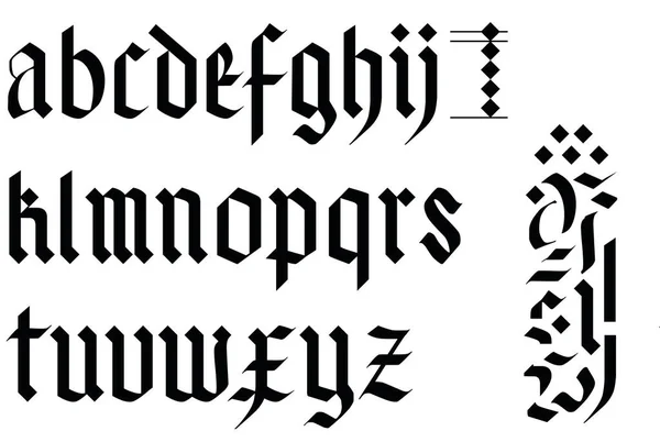 Alphabet Police Gothique Lettres Vectorielles Abc Écriture Ancienne — Image vectorielle