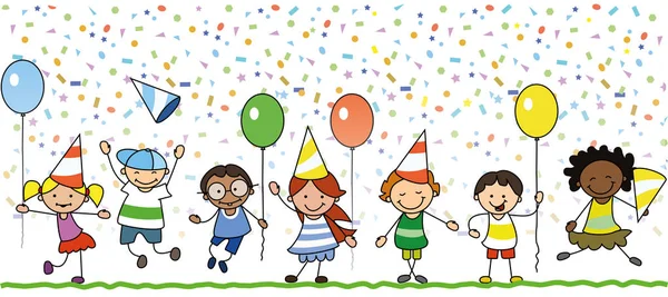Szczęśliwy Dzieci Świętujące Urodziny Ilustracja Dzieci — Wektor stockowy