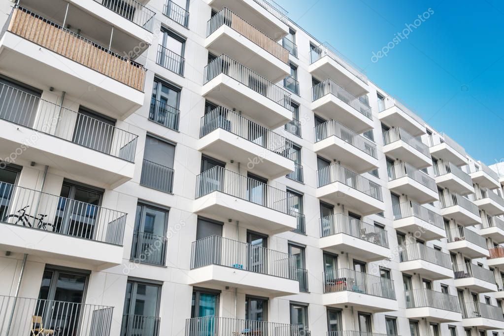 modern apartment building facade, real estate exterior  -