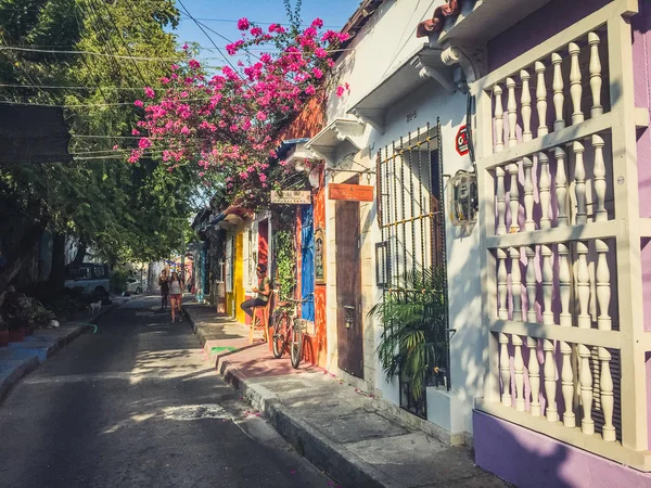 Cartagena Colômbia Março 2019 Cena Rua Fachadas Coloridas Edifícios Cidade — Fotografia de Stock