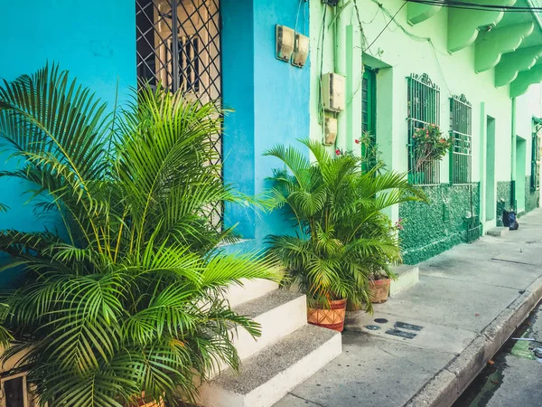 Fachadas Edifícios Coloridos Cidade Velha Cartagena Colômbia — Fotografia de Stock