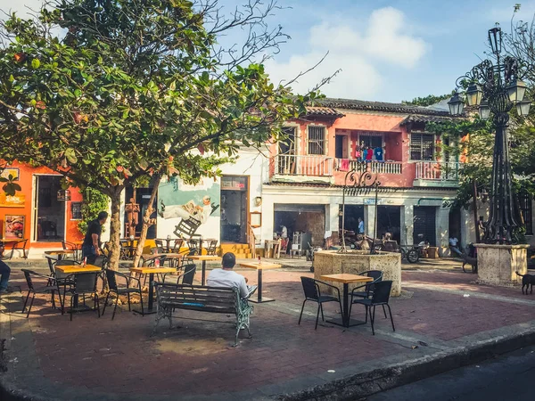 Cartagena Colômbia Março 2019 Cena Rua Fachadas Coloridas Edifícios Cidade — Fotografia de Stock