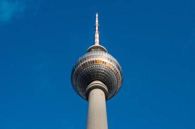 Berlin, Almanya - Ocak 2019: Berlin 'deki Fernsehturm (Tv Kulesi / Televizyon Kulesi).
