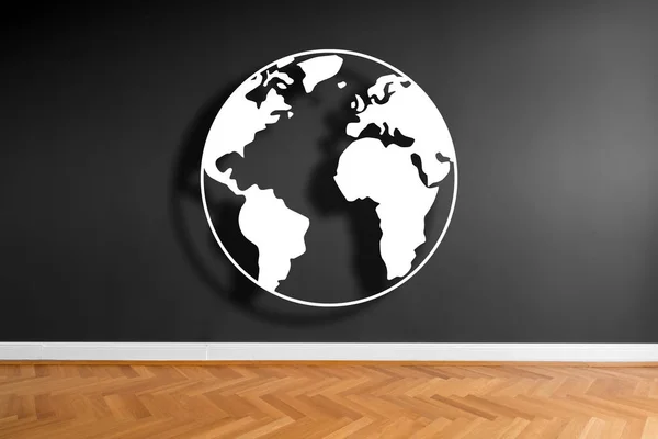 Іконка Світової Ілюстрації Фоні Стіни Порожній Кімнаті Проста Графіка Землі — стокове фото
