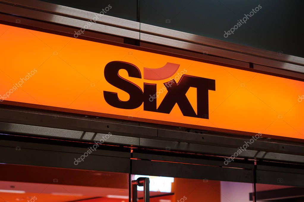 Berlin, Germany - march 2019: Sixt logo on store front. Sixt is a car rental  company