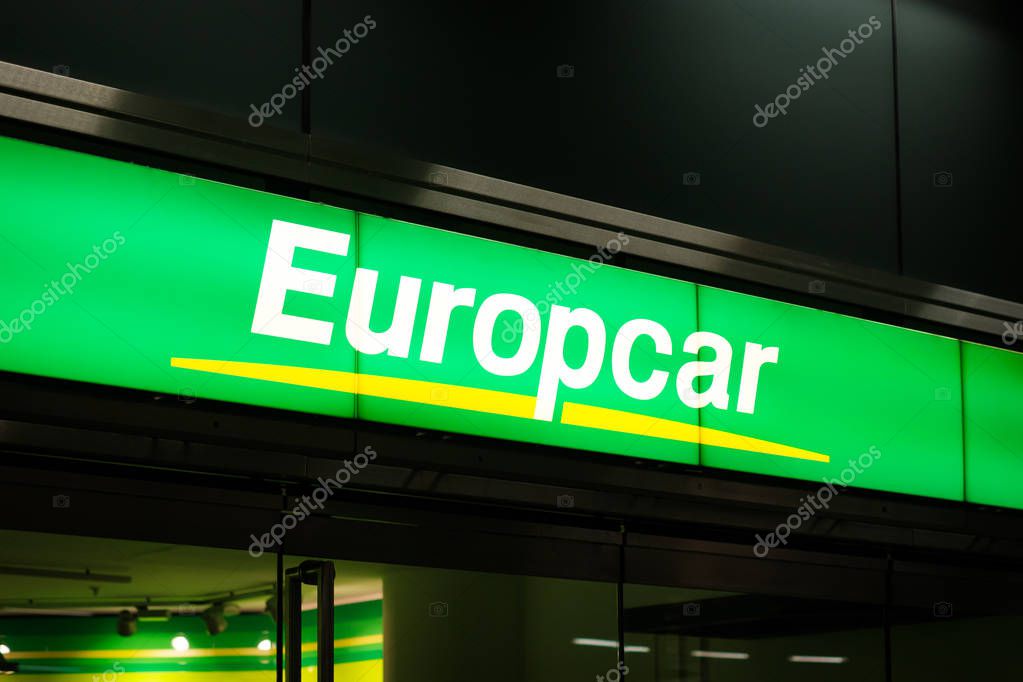 Berlin, Germany - march 2019: Europcar  logo on store front. Sixt is a car rental  company