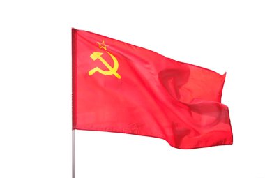 Sovyetler Birliği, SSCB bayrağı beyaz arka planda izole   - 