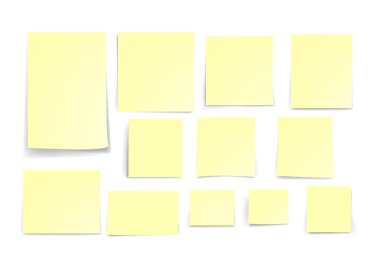 beyaz arka plan üzerinde izole sarı sopa not kağıdı, vektör hasta