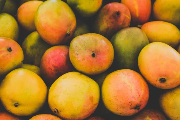 Pile of fresh mango fruits closeup -  food background - — Stock Photo, Image