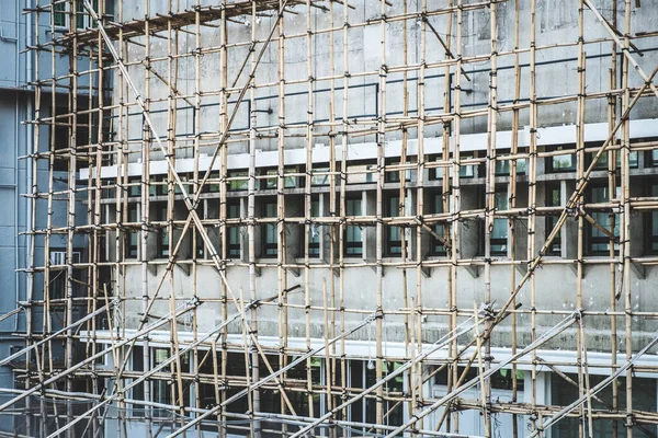 Bambustolpe Byggnadsställningar Byggarbetsplats — Stockfoto