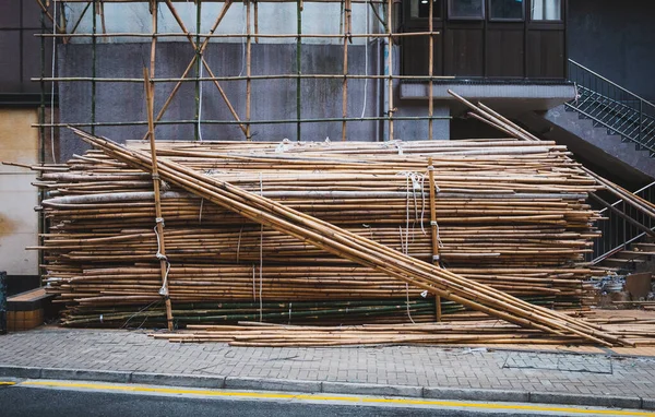 Pólos Bambu Para Andaimes Canteiro Obras — Fotografia de Stock