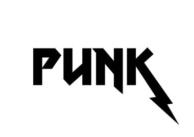 Serseri vektör yazdırma. Siyah ve beyaz renklerde flash ile punk metin