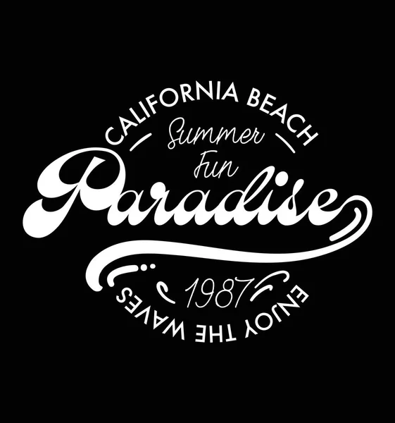 Paradise Summer Print Black Color Vector — Stock Vector