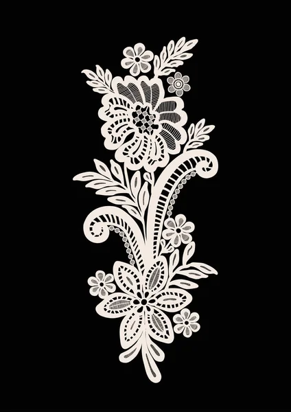 Conception Broderie Cou Impression Dentelle Vectorielle Sur Fond Noir — Image vectorielle