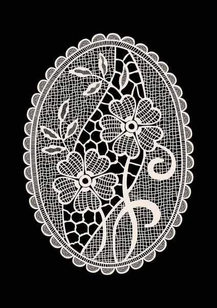 Neck Embroidery Design Lace Print Vector Black Background — Stock Vector