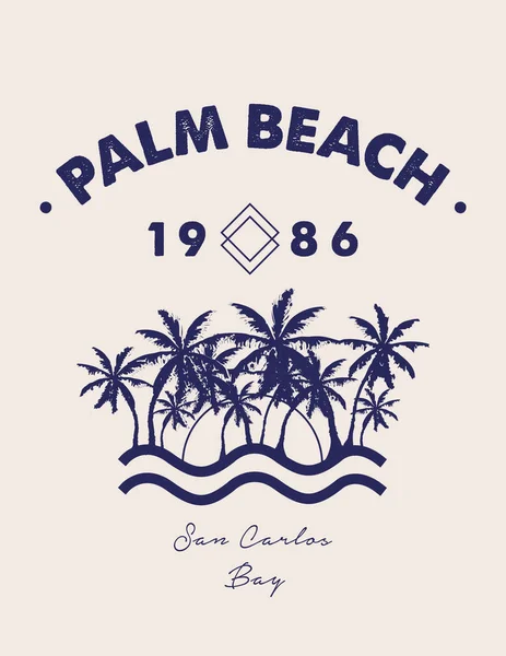 Tropical Summer Print Palm Trees Text Vector — Stock Vector
