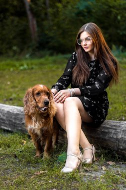 Güzel bir kız ile bir köpek giriyor