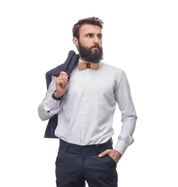 Человек в костюме и галстуке-банте — стоковое фото