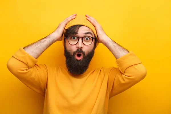 Bright hipster man in glasses — Stock Photo, Image