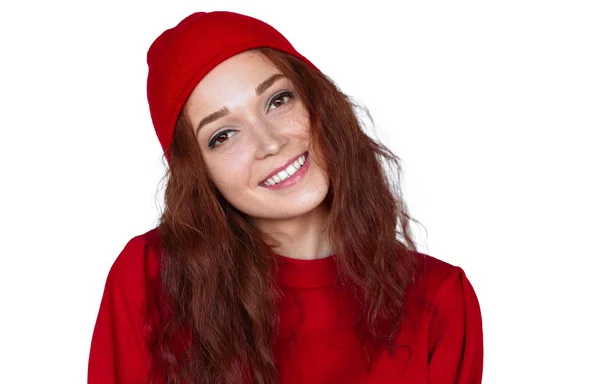 Stylish red-haired woman looking at camera — Stock Photo, Image