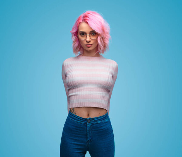 Confident modern millennial woman