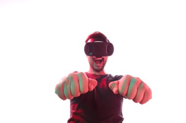 Direksiyon araba Vr heyecanlı erkek gözlük