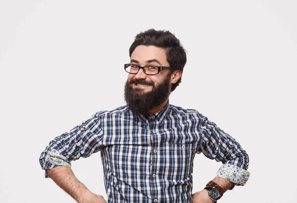 Smiling geek man in glasses — Stock Photo, Image