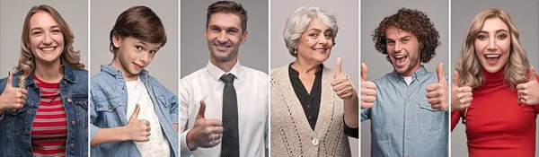 Diverse people gesturing thumb up — Stock Photo, Image