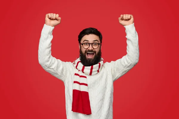 Bearded Man vieren overwinning — Stockfoto