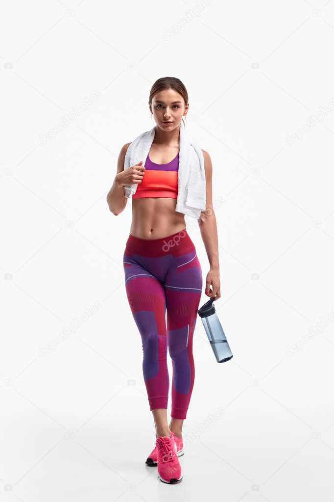 Muscular female after workout
