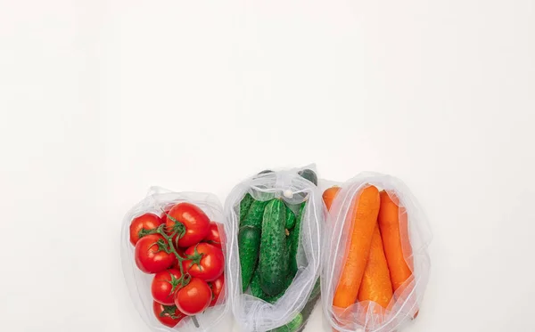 Fresh vegetables in eco bags — Stock Photo, Image