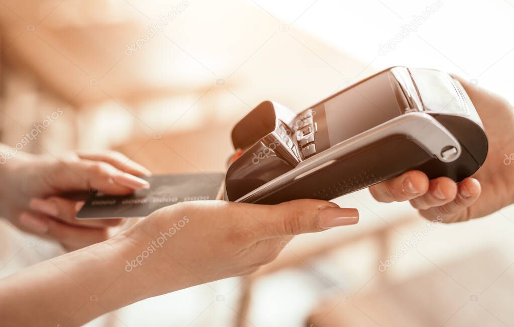 Credit card payment in shop