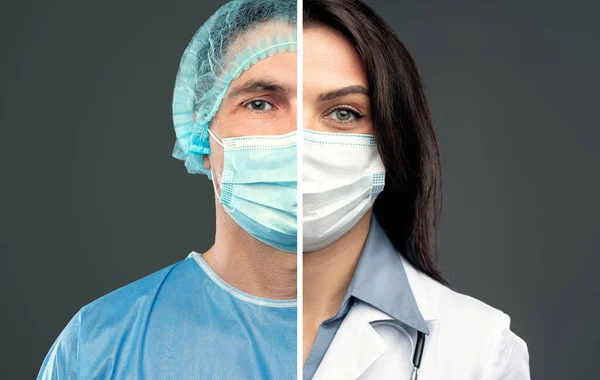Médicos y doctores en máscaras médicas —  Fotos de Stock