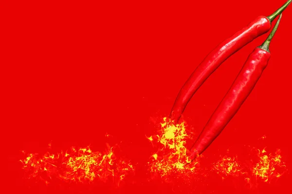 yangında biber. Mutfak için arka plan. posterler, Web siteleri, kartvizit, kartpostal, etiket