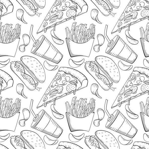 Mão Desenhado Fast Foods Doodle Estilo Fundo — Fotografia de Stock Grátis