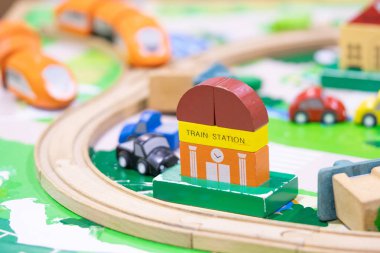 Tren Istasyonu ahşap oyuncak modeli oyun set okul öncesi kapalı oyun için eğitim oyuncakları
