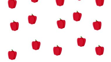 Kırmızı Biber, Yeşil Ekran ve Beyaz Ekran ile yukarıdan düşüyor. Chilli Pepper 4k Canlandırma arkaplanı