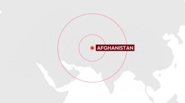 Son dakika haberleri ve deprem konsepti için Afganistan 'ı vurgulayan animasyon haritası, 4k animasyon.