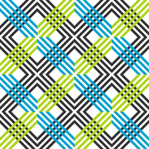 Abstract Striped Geometric Pattern Lines Grids Seamless Vibrant Colored Background — Stock Vector