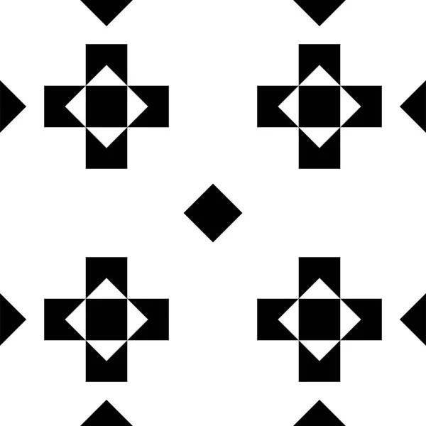 Bezešvé Monochromatické Geometrické Vzory Nebo Pozadí Kříži Rhombusy Pro Návrh — Stockový vektor