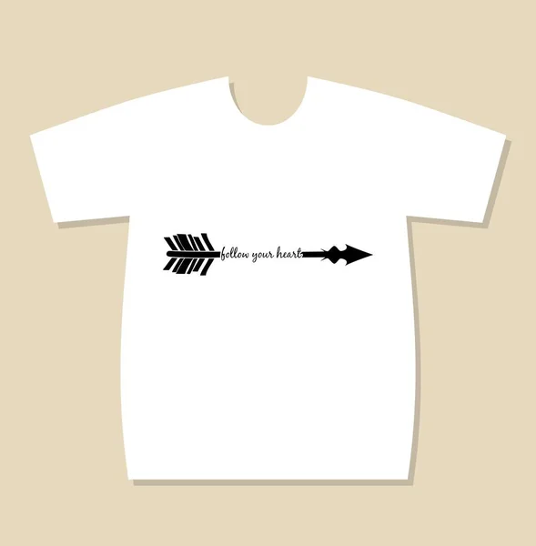 T-Shirt Print Design mit folgen Sie Ihrem Herztext mit Pfeil-Symbol — Stockvektor