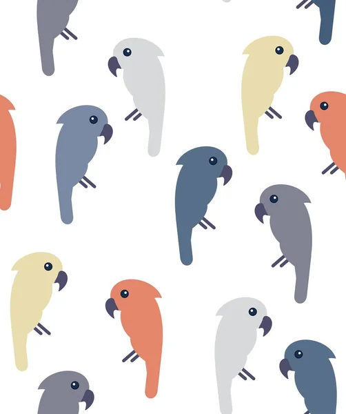 Modern varratmentes mintázat pasztellszínű kakadu madarakkal fehér háttérben — Stock Vector