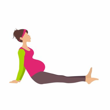 Beyaz izole Infographic için yoga germe fitness pratik anne bekliyor