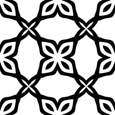 Soyut çiçeklerile dikişsiz çiçek monokrom desen. Beyaz ve siyah grafik modern arka plan